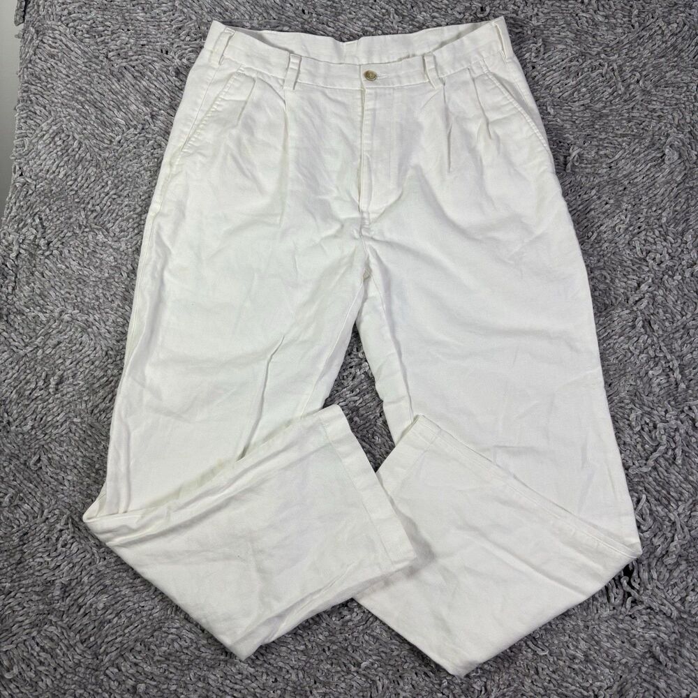 Caribbean Linen Pants Mens 32x30 White Preppy Summer Beach Lightweight Business